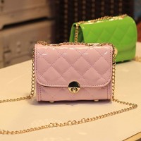 Women's Fashion Sweet Candy Color Diamond Lattice Crossbody Bag(Color of Bag Linings Randoms)
